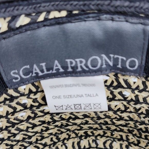 Scala Pronto Retro 60\'s Trilby Paper Braided Narrow Brim Fedora‎ Hat Black Tan main image 8